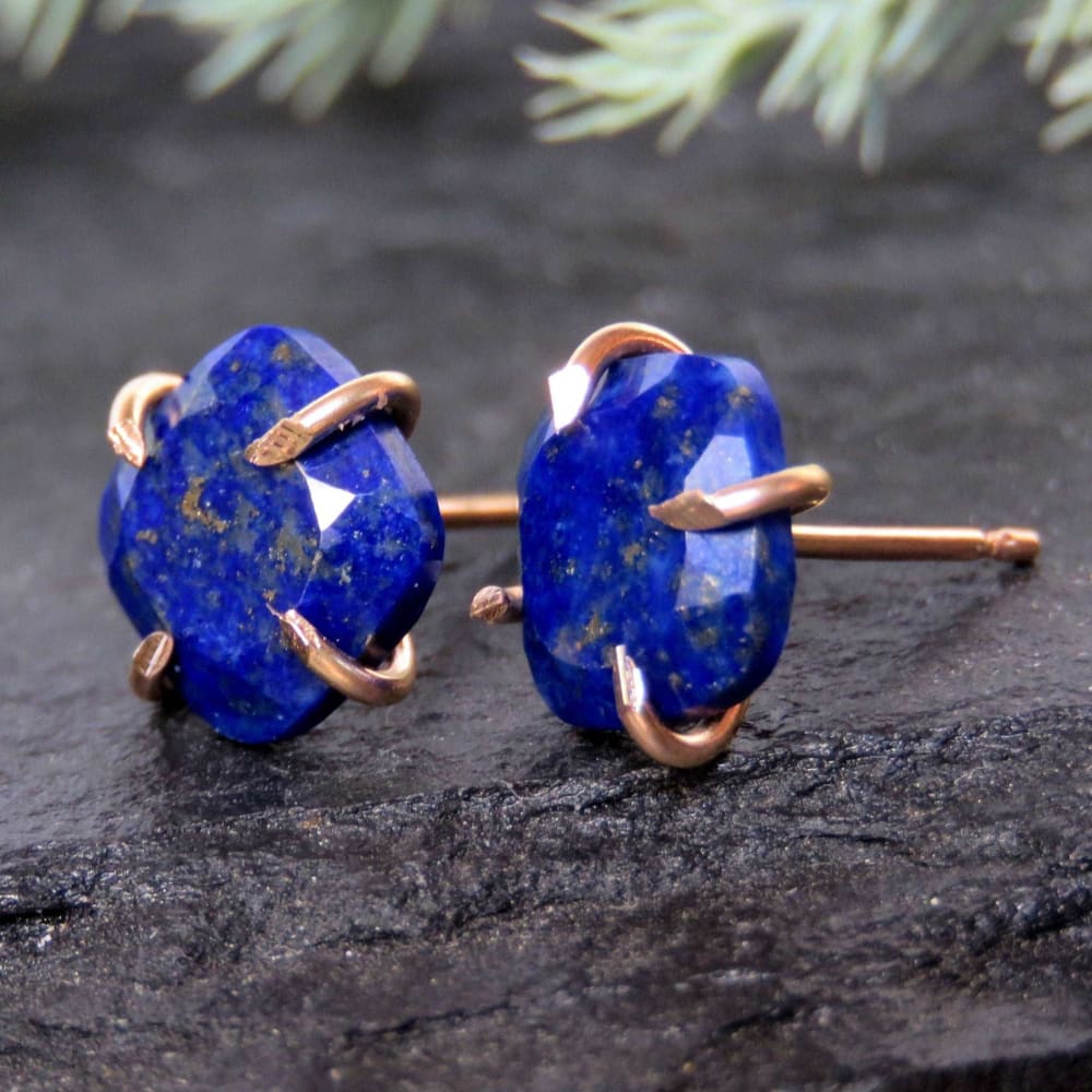 Lapis Lazuli Stud Earrings Earrings Handmade Handcrafted