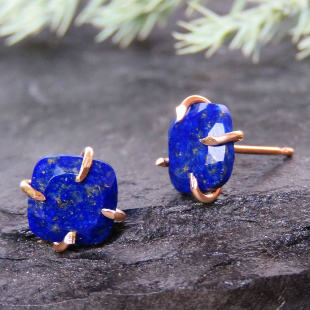 Lapis Lazuli Stud Earrings Earrings Handmade Handcrafted