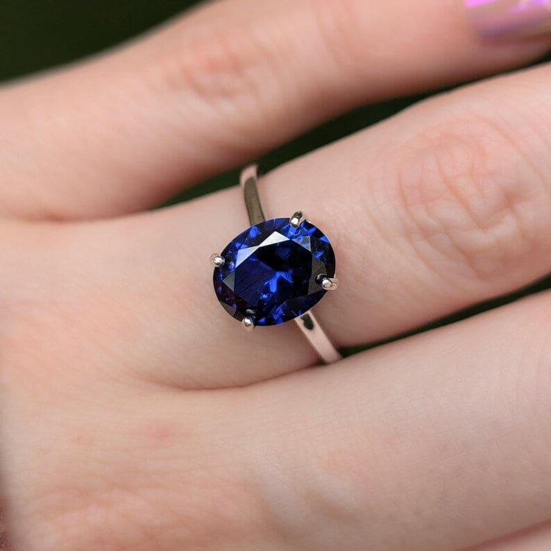 Large Oval Sapphire Ring Rings Handmade Handcrafted