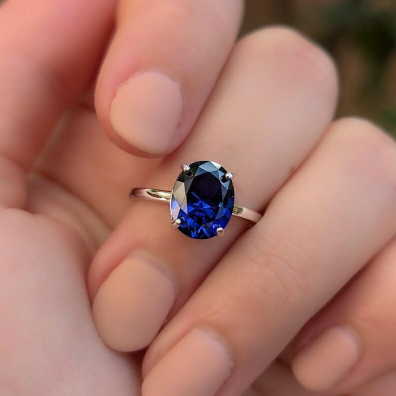 Large Oval Sapphire Ring Rings Handmade Handcrafted