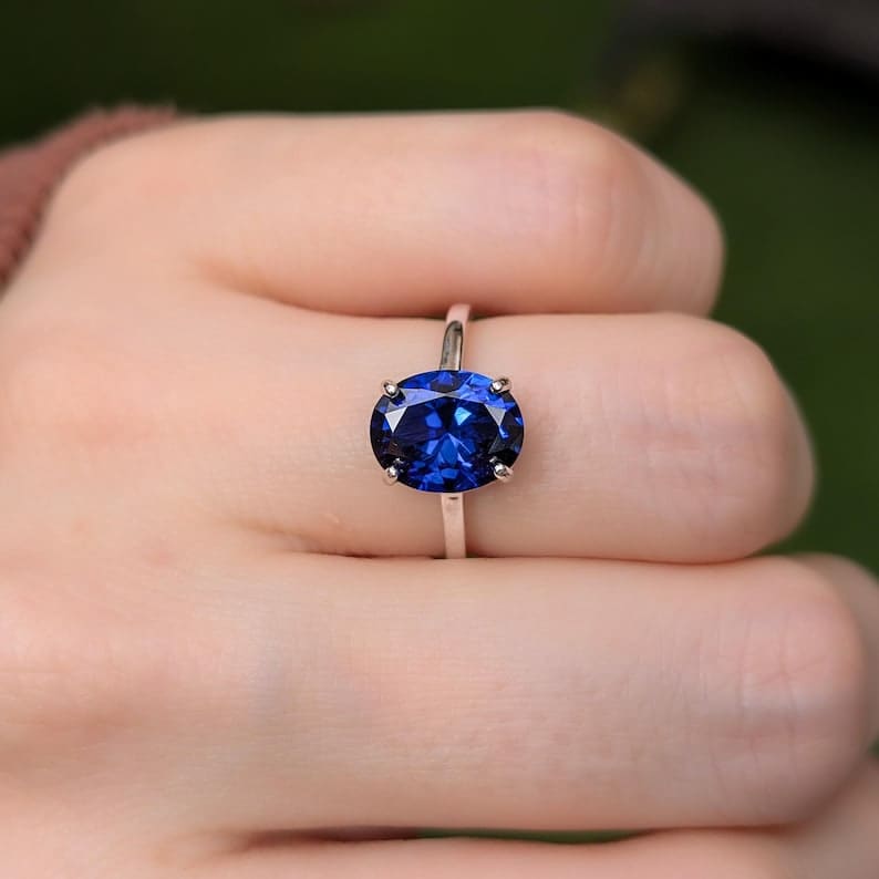 Large Oval Sapphire Ring Rings Handmade Handcrafted