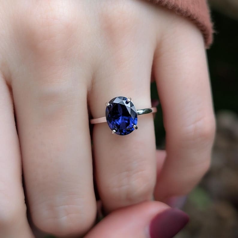 Large Oval Sapphire Ring Rings Handmade Handcrafted