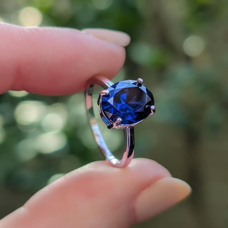 Large Oval Sapphire Ring Rings Handmade Handcrafted