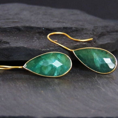 Large Teardrop Emerald Earrings Earrings Handmade JSL Made in USA