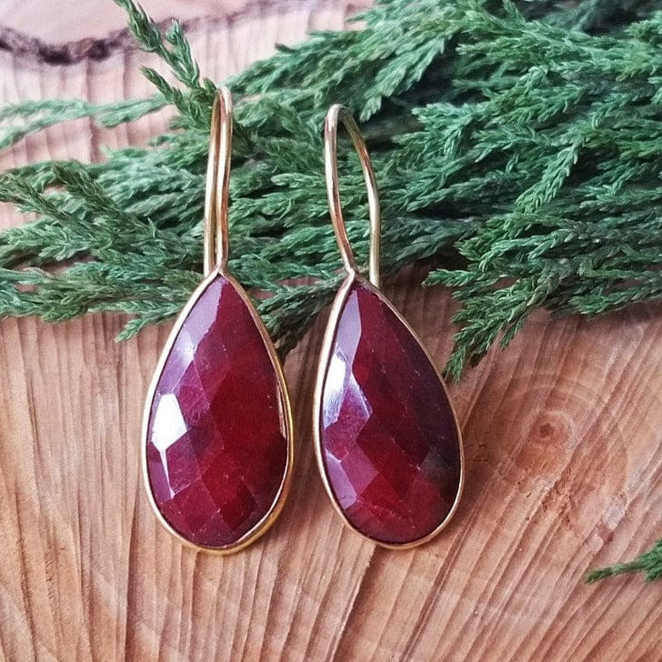 Large Teardrop Ruby Earrings Earrings Handmade Handcrafted