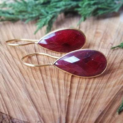 Large Teardrop Ruby Earrings Earrings Handmade JSL Made in USA