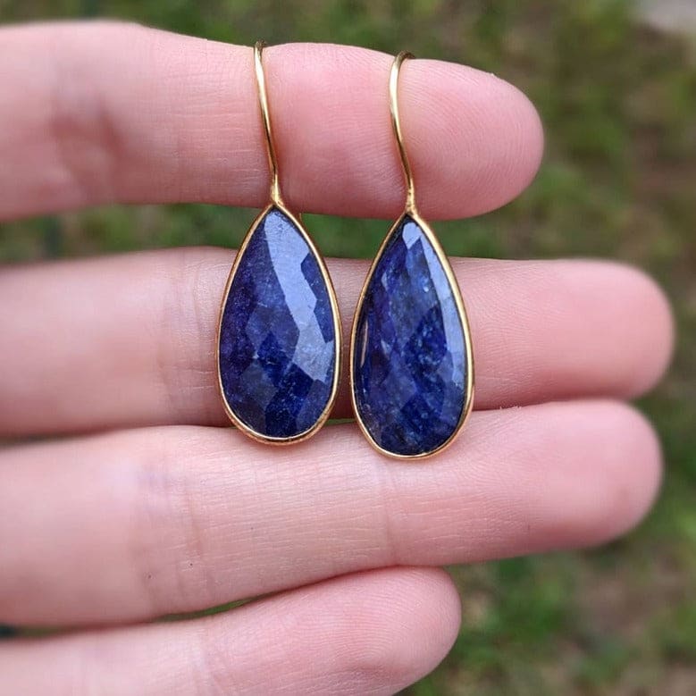 Large Teardrop Sapphire Earrings Earrings Handmade Handcrafted