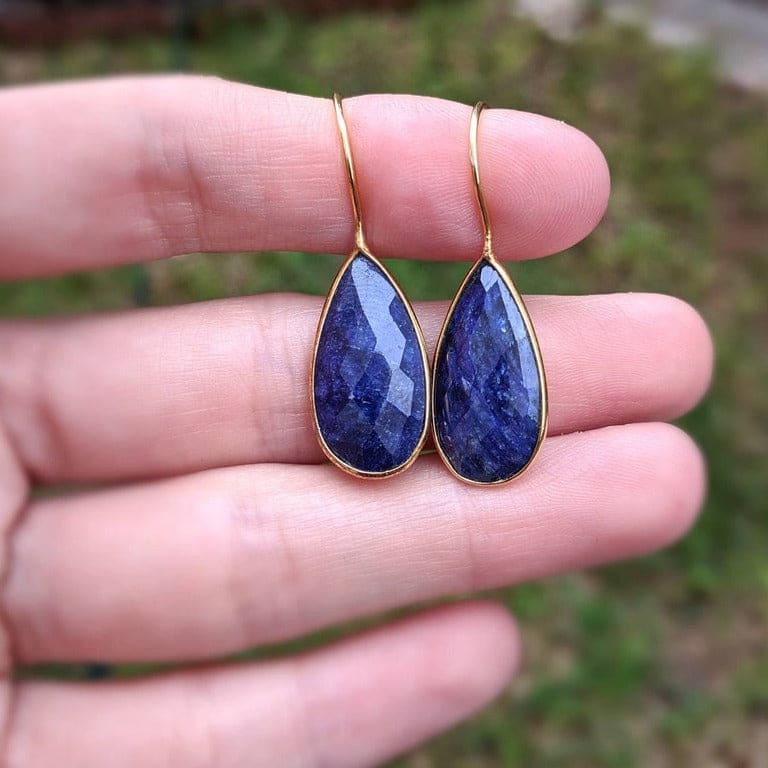 Large Teardrop Sapphire Earrings Earrings Handmade Handcrafted