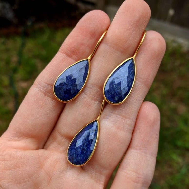 Large Teardrop Sapphire Earrings Earrings Handmade Handcrafted