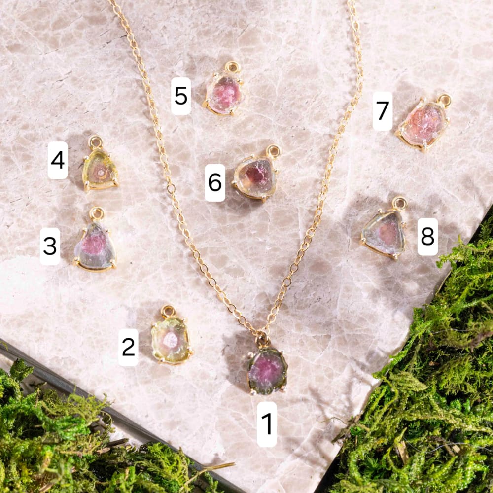 Large Watermelon Tourmaline Prong Necklace Necklaces Handmade Handcrafted