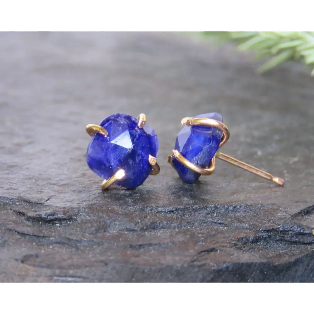 Last Call: The Colette - Natural Sapphire Stud Earrings Earrings Handmade Handcrafted