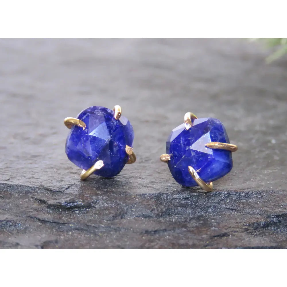 Last Call: The Colette - Natural Sapphire Stud Earrings Earrings Handmade Handcrafted