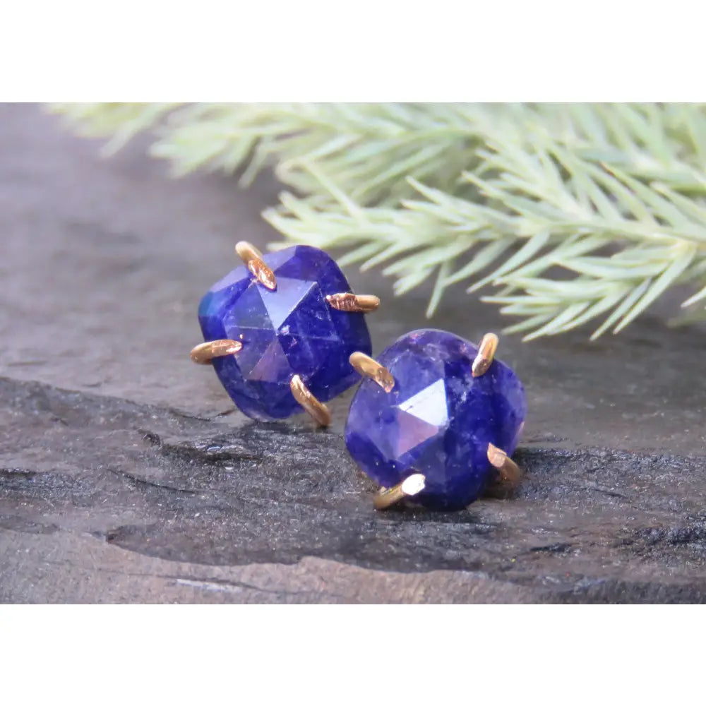 Last Call: The Colette - Natural Sapphire Stud Earrings Earrings Handmade Handcrafted