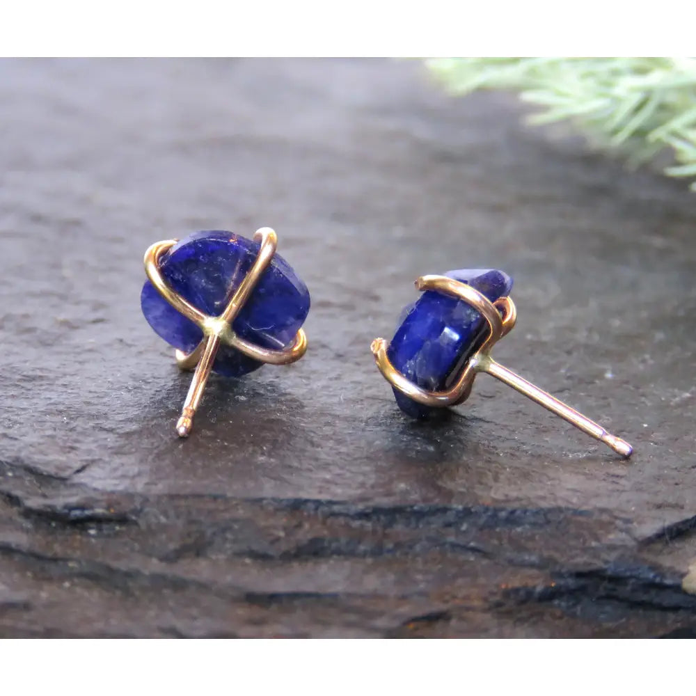 Last Call: The Colette - Natural Sapphire Stud Earrings Earrings Handmade Handcrafted
