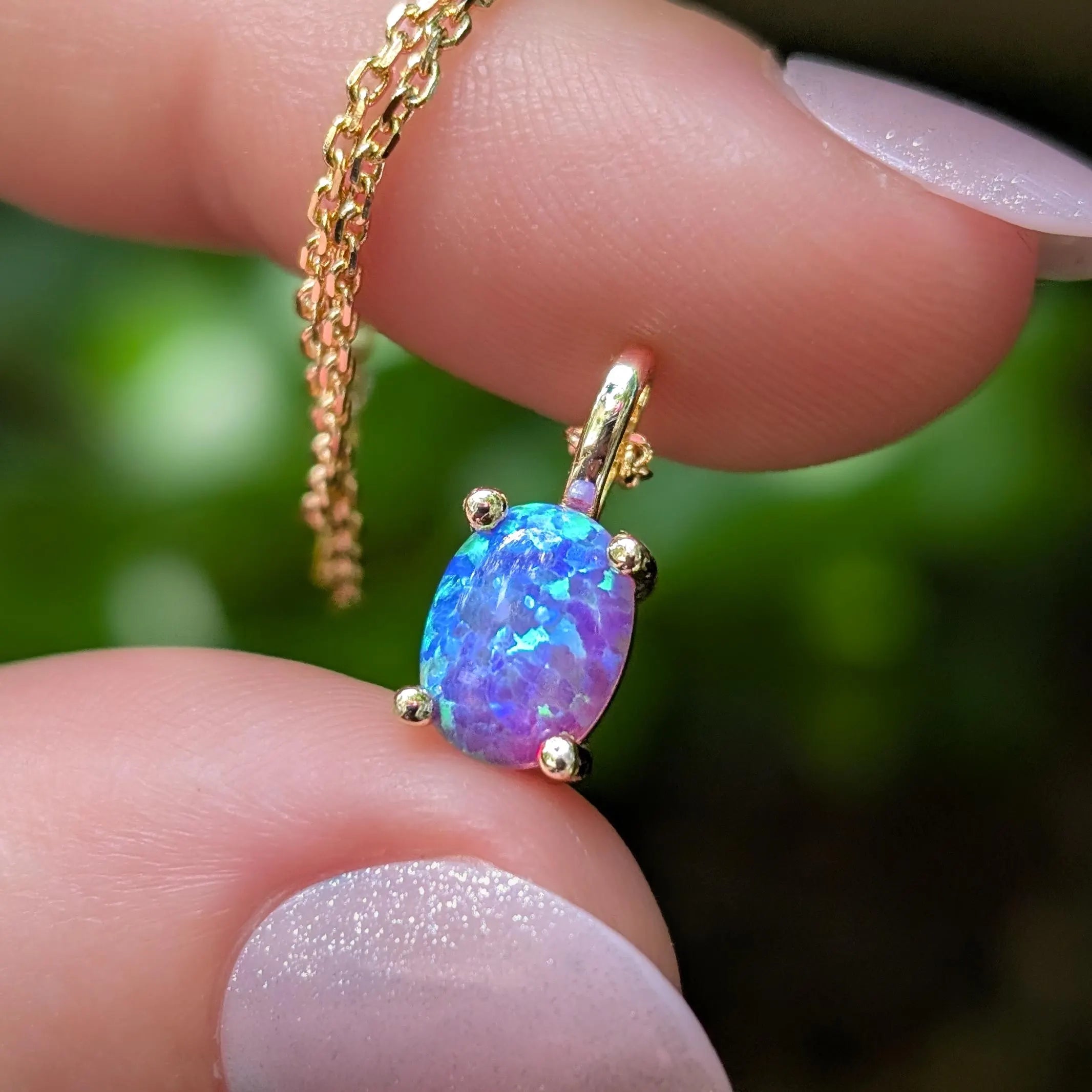 Lavender Dreams Opal Oval Necklace
