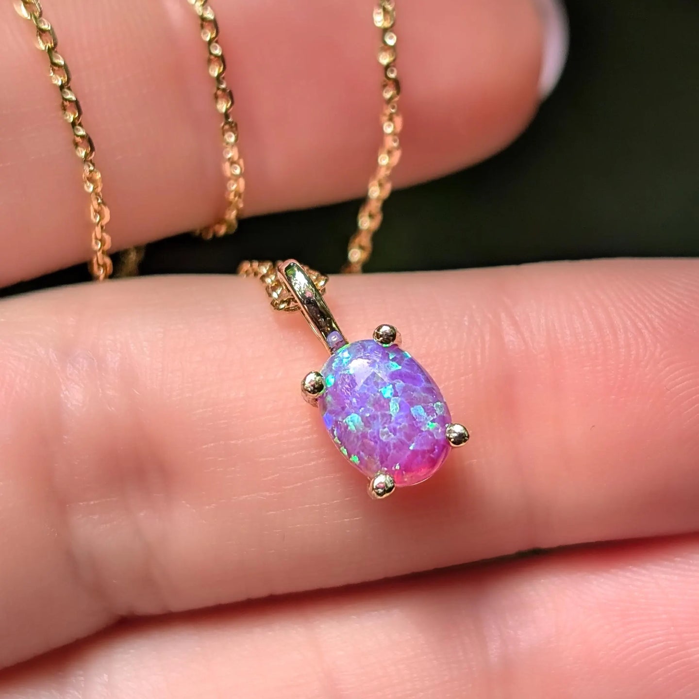 Lavender Dreams Opal Oval Necklace
