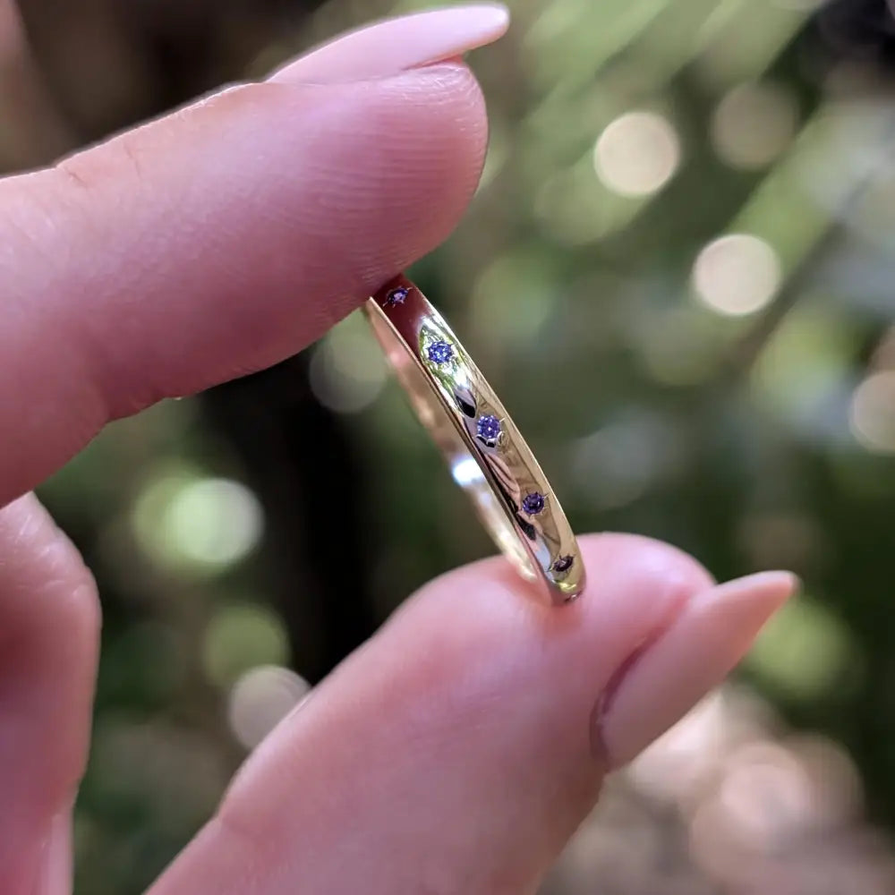 Lavender Amethyst Star Half Eternity Band Rings Handmade Handcrafted