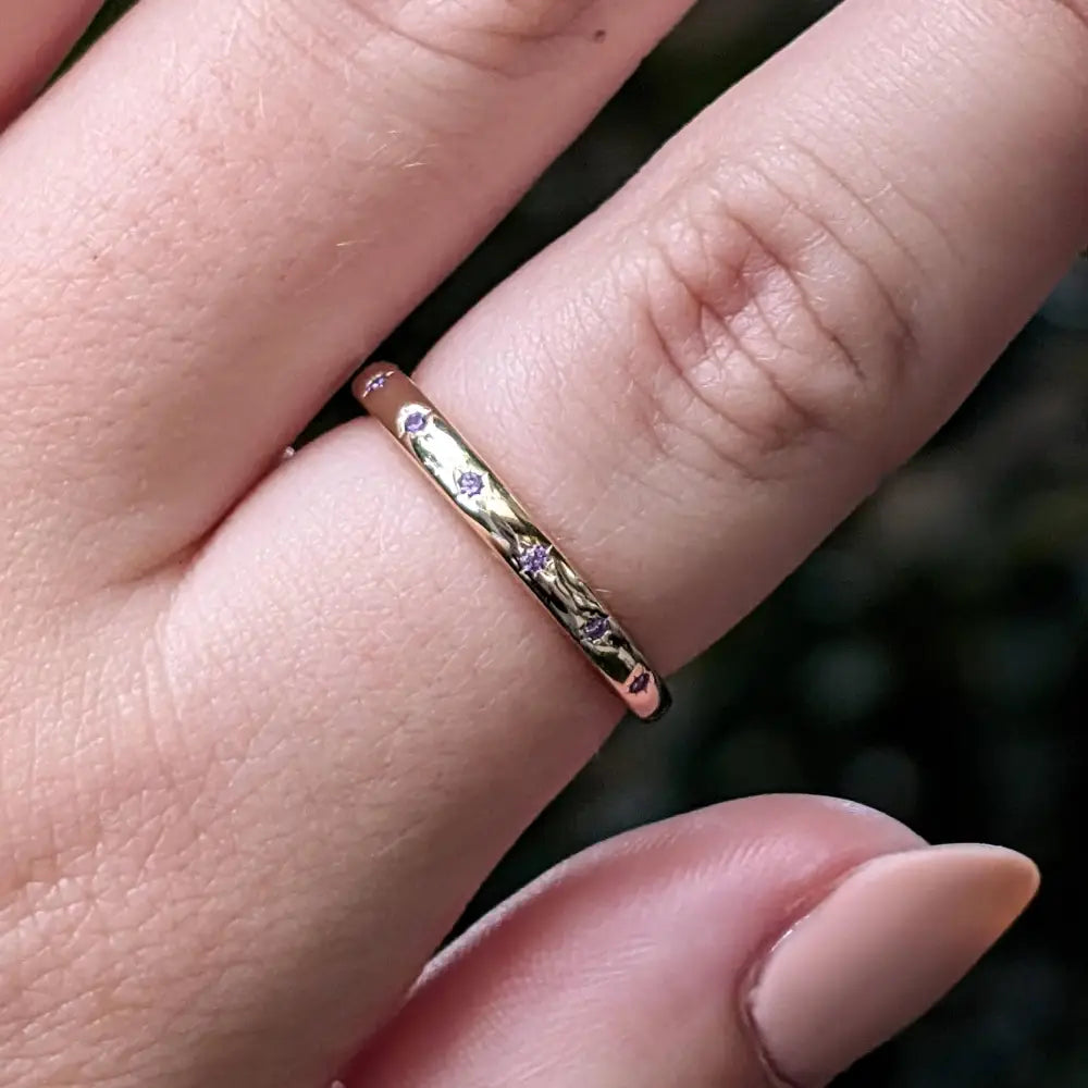 Lavender Amethyst Star Half Eternity Band Rings Handmade Handcrafted