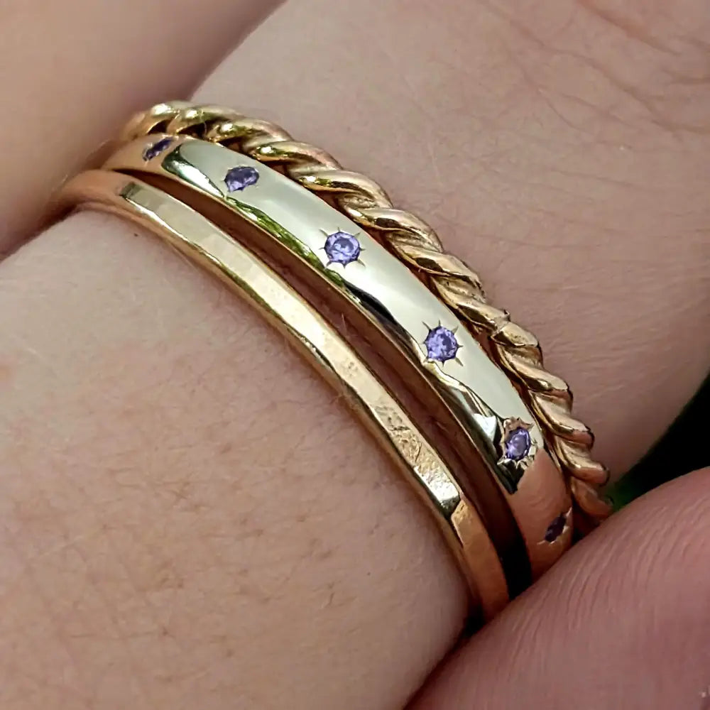 Lavender Amethyst Star Half Eternity Band Rings Handmade Handcrafted