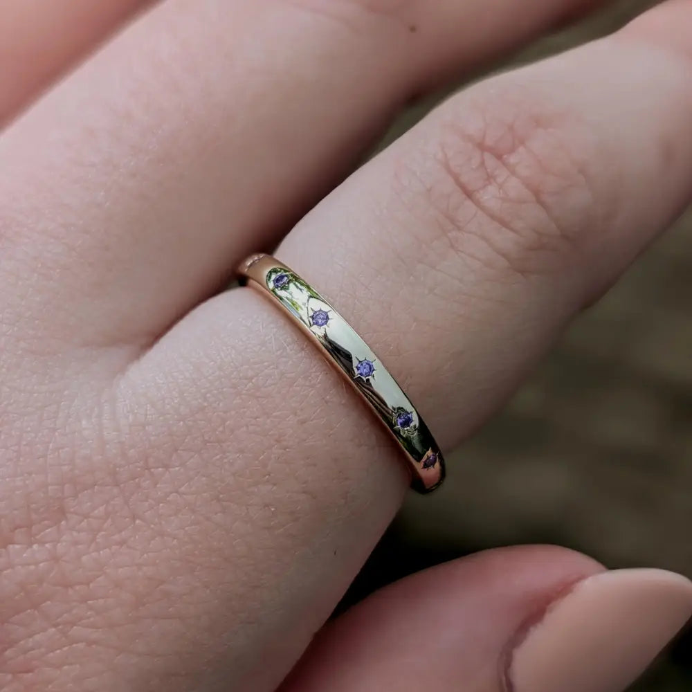 Lavender Amethyst Star Half Eternity Band Rings Handmade Handcrafted