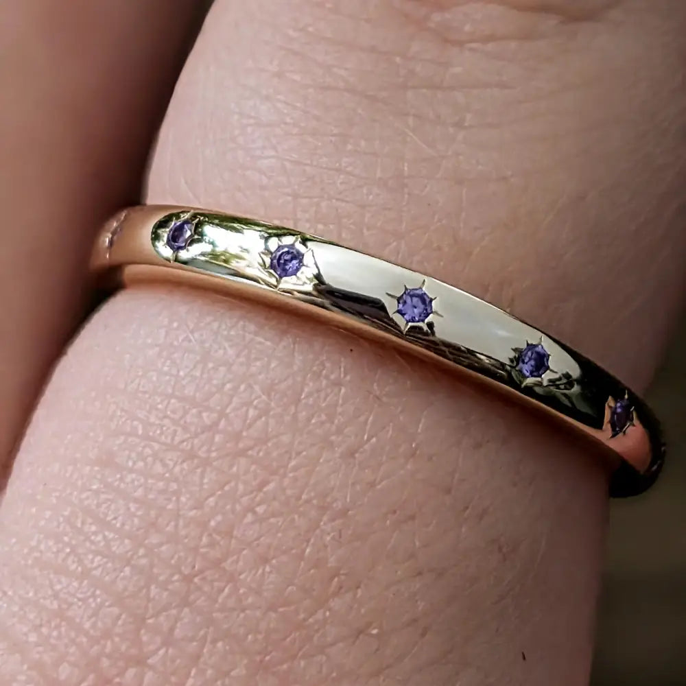 Lavender Amethyst Star Half Eternity Band Rings Handmade Handcrafted