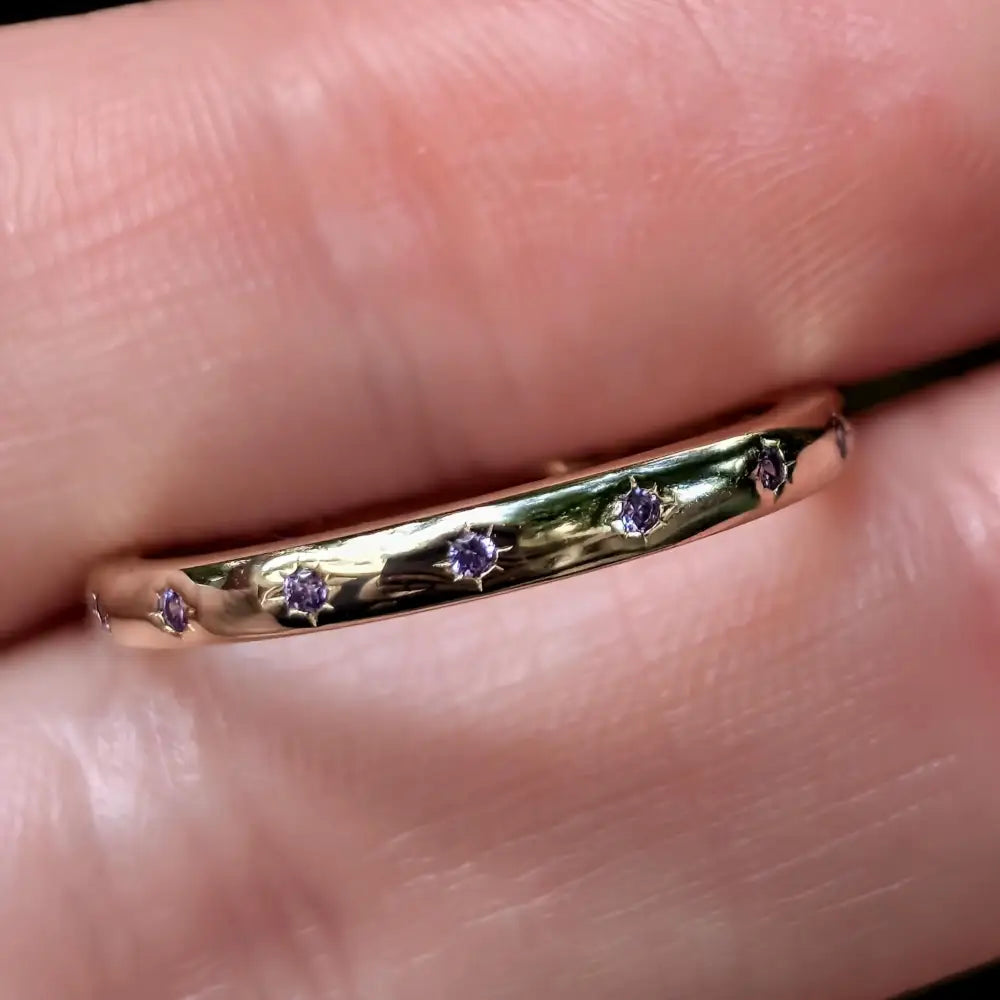 Lavender Amethyst Star Half Eternity Band Rings Handmade Handcrafted