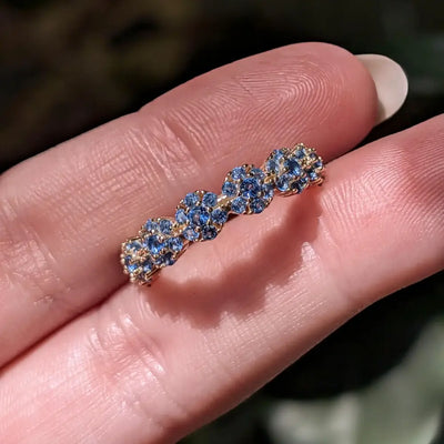 London Blue Topaz Round Half Eternity Band Rings Handmade Handcrafted