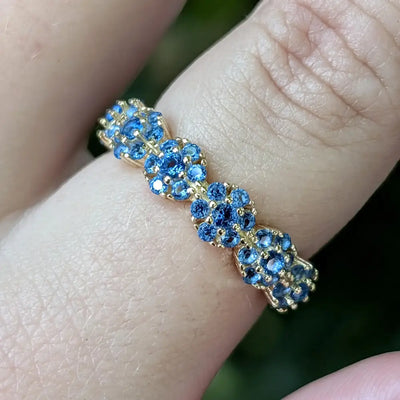 London Blue Topaz Round Half Eternity Band Rings Handmade Handcrafted