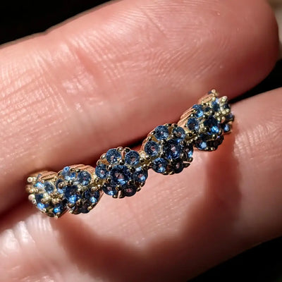 London Blue Topaz Round Half Eternity Band Rings Handmade Handcrafted