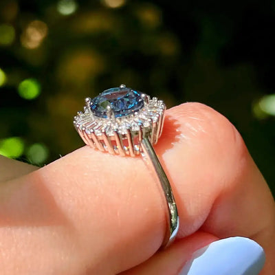 London Blue Topaz Sunburst Gemstone Ring Rings Handmade Handcrafted