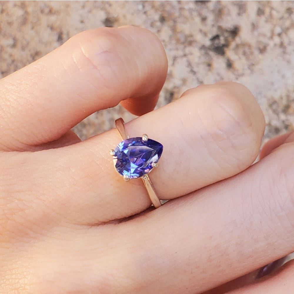 LS Teardrop Tanzanite Ring Rings Handmade Handcrafted