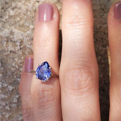 LS Teardrop Tanzanite Ring Rings Handmade Handcrafted