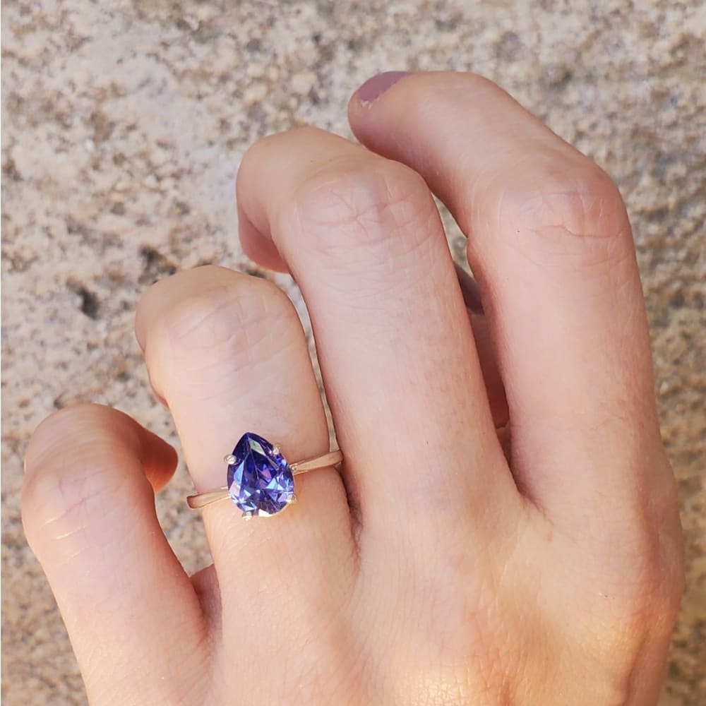 LS Teardrop Tanzanite Ring Rings Handmade Handcrafted