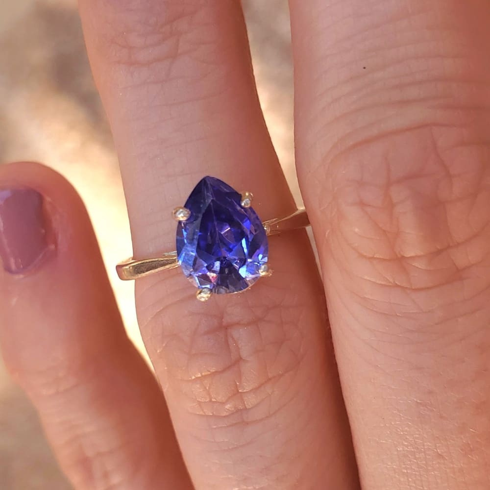 LS Teardrop Tanzanite Ring Rings Handmade Handcrafted