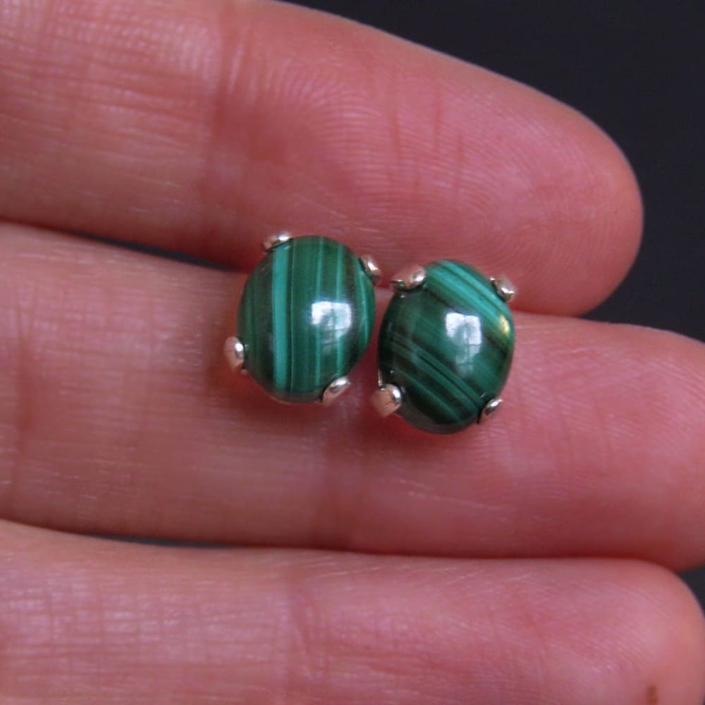 Malachite Stud Earrings Earrings Handmade Handcrafted