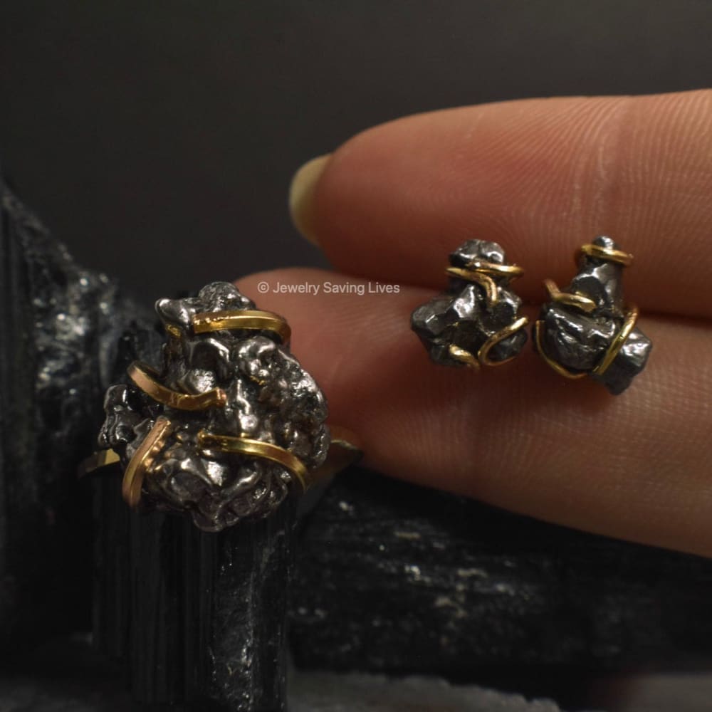 Meteorite Stud Earrings Earrings Handmade JSL Made in USA