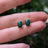 The Audette - Emerald Cut Midnight Black Opal Stud Earrings