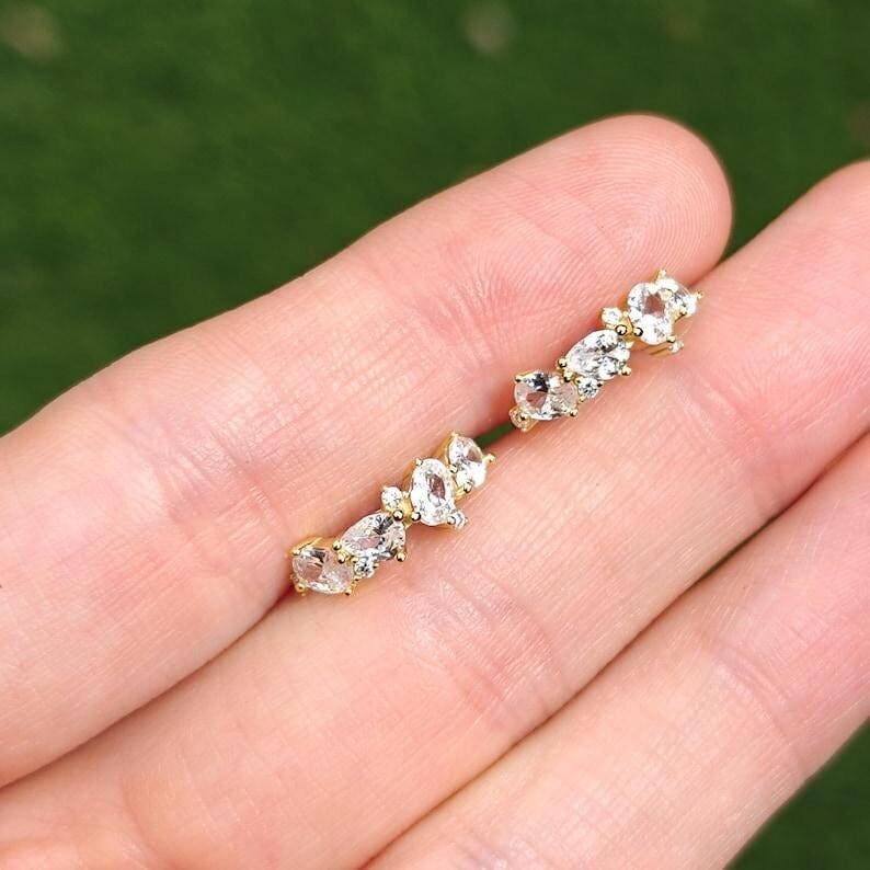 Moissanite Full Ear Stack Earrings Handmade Handcrafted