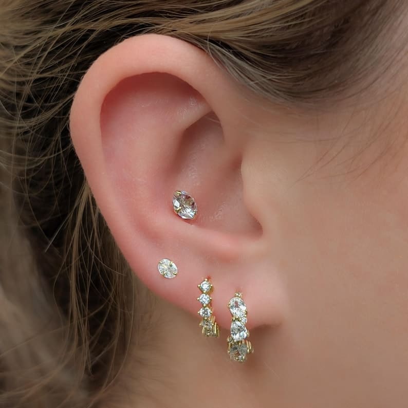 Moissanite Full Ear Stack Earrings Handmade Handcrafted