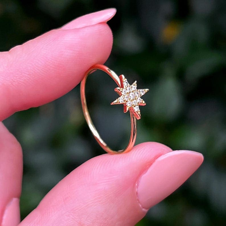 Moissanite Star Ring Rings Handmade Handcrafted