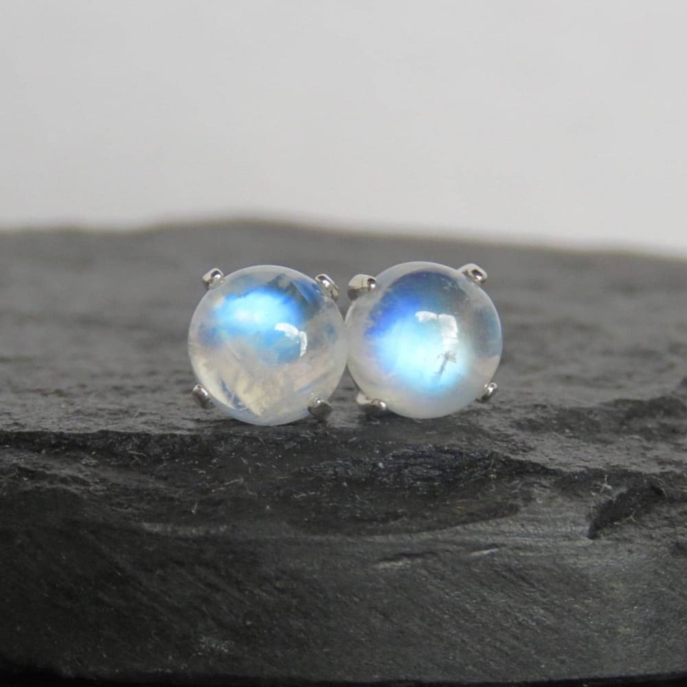 Moonstone Stud Earrings Earrings Handmade Handcrafted