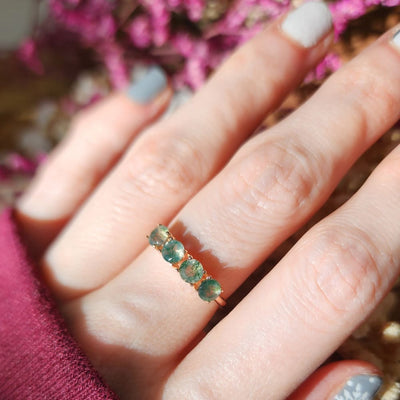 Moss Agate Half Eternity Band Rings Handmade Handcrafted