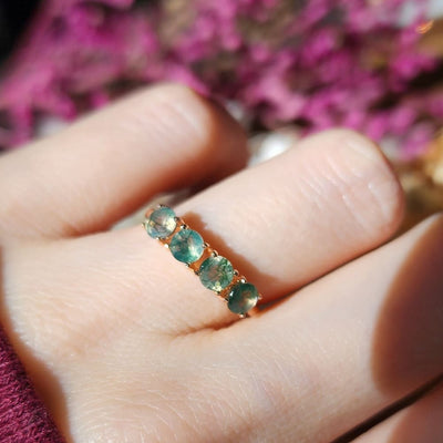 Moss Agate Half Eternity Band Rings Handmade Handcrafted