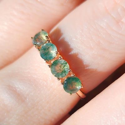 Moss Agate Half Eternity Band Rings Handmade Handcrafted