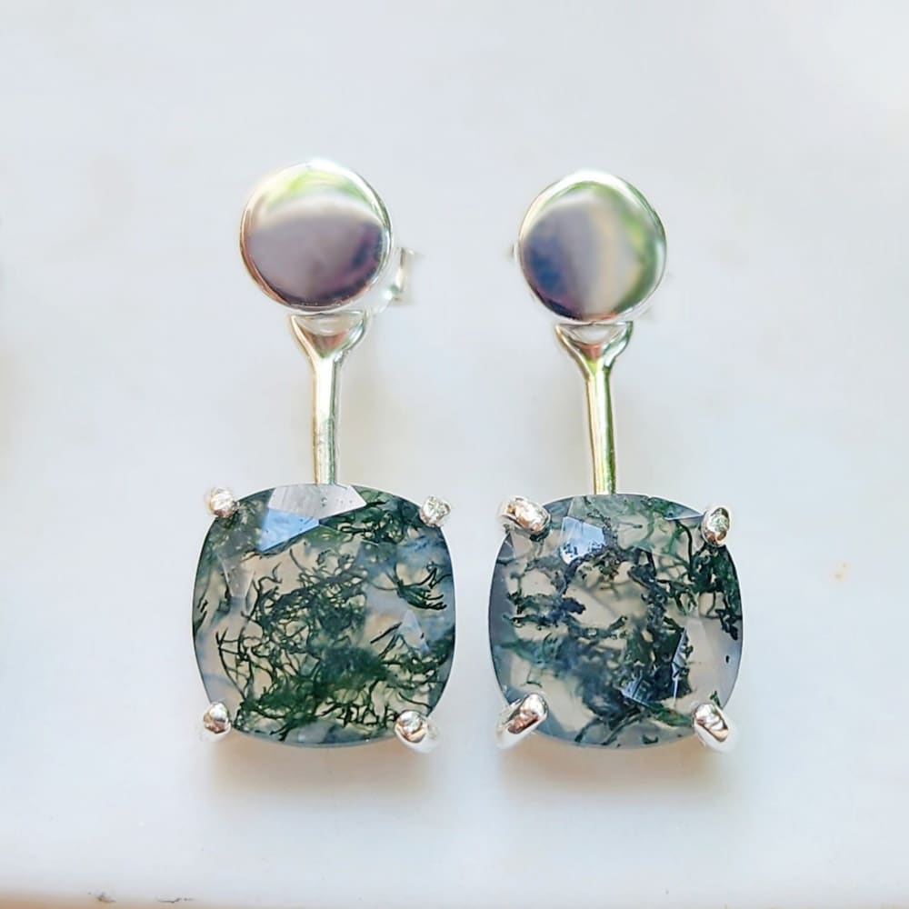 Moss Agate Jacket Dangle Earrings Earrings Handmade Handcrafted