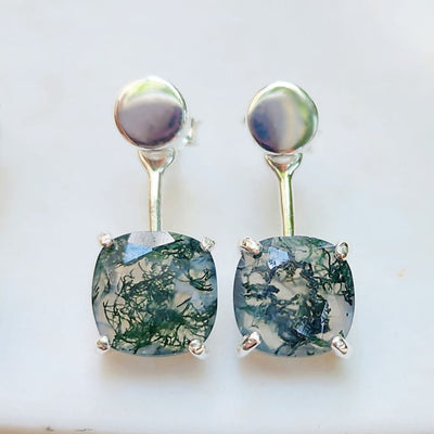 Moss Agate Jacket Dangle Earrings Earrings Handmade Handcrafted