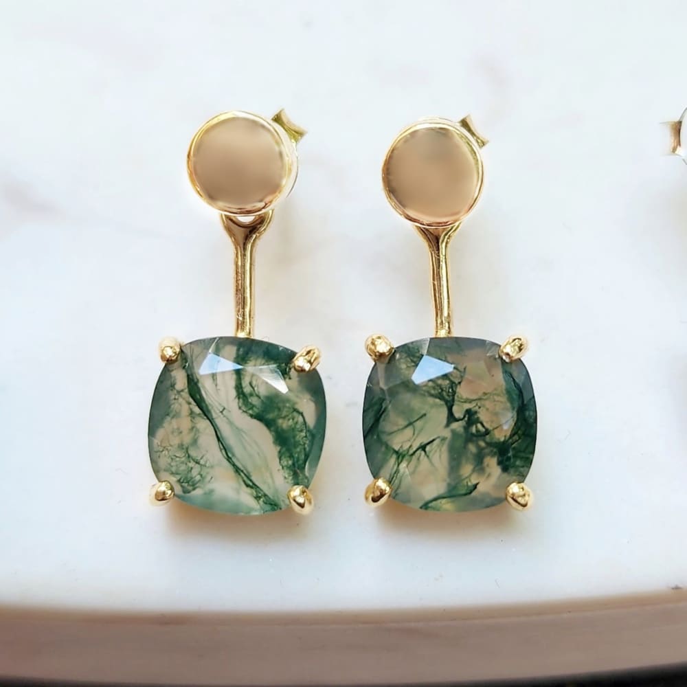 Moss Agate Jacket Dangle Earrings Earrings Handmade Handcrafted