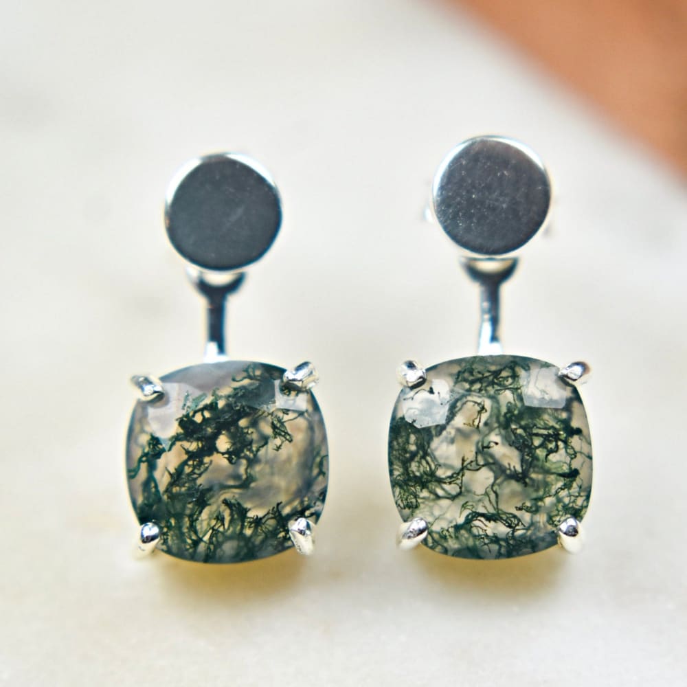 Moss Agate Jacket Dangle Earrings Earrings Handmade Handcrafted