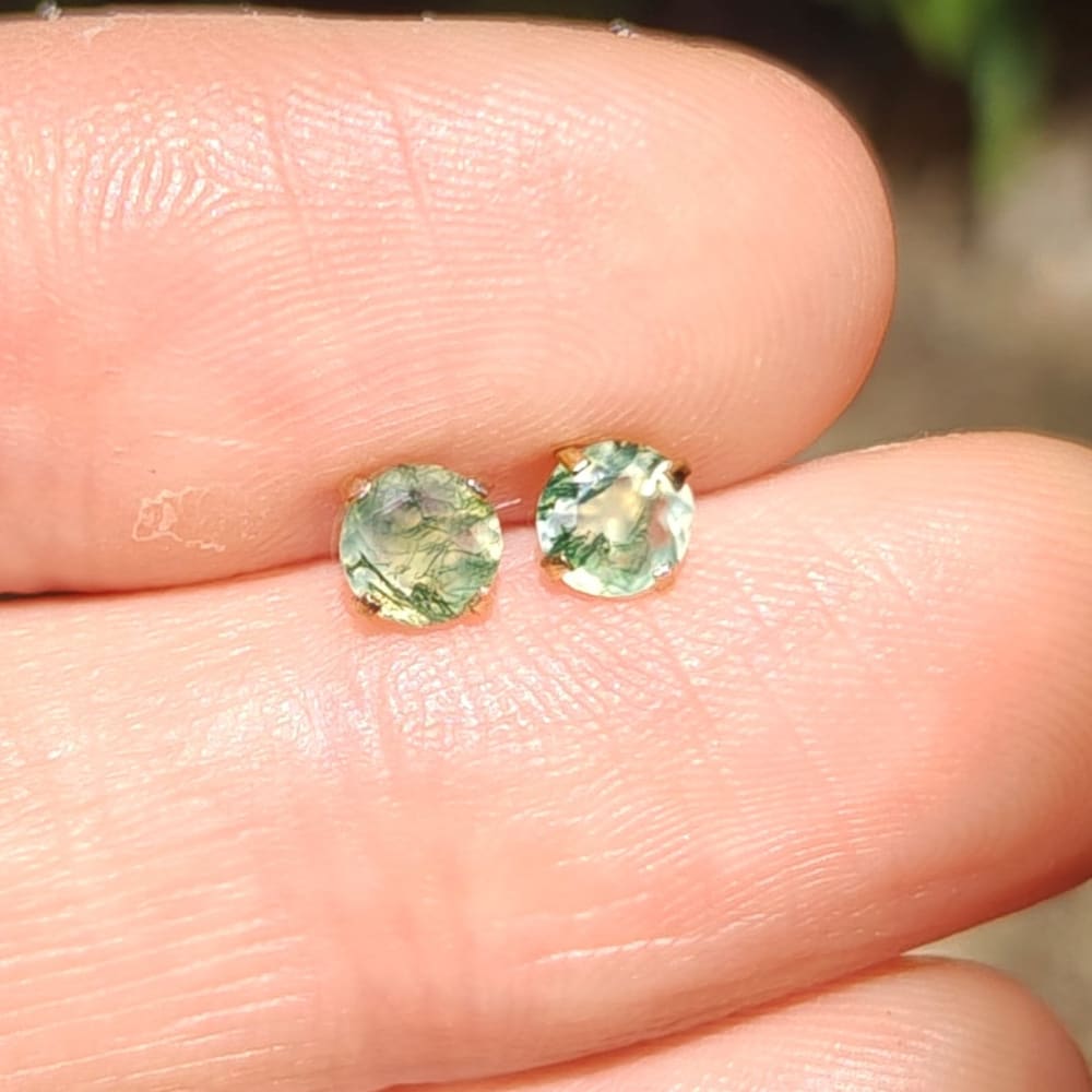 Moss Agate Stud Earrings Earrings Handmade Handcrafted