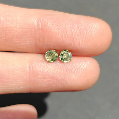 Moss Agate Stud Earrings Earrings Handmade Handcrafted